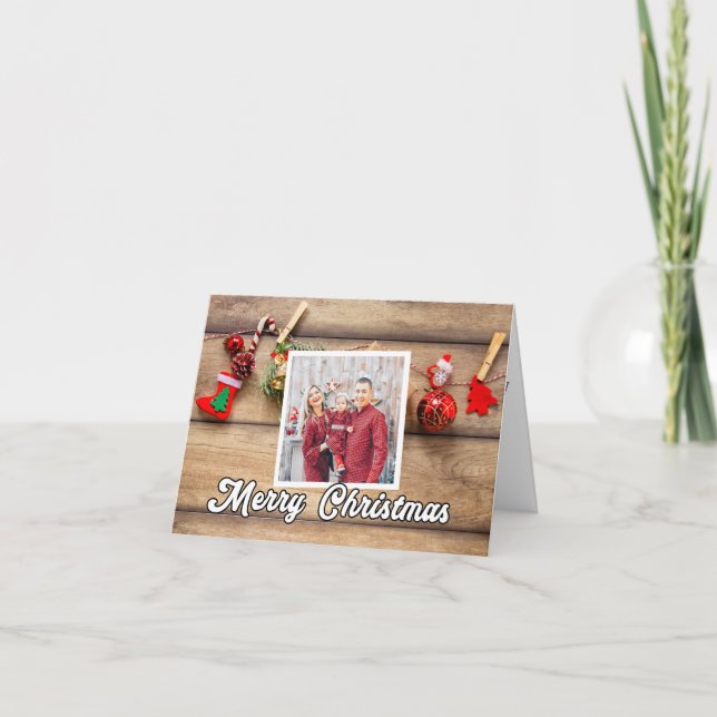 Tarjeta Festiva Custom Holiday Photo Template Merry Christmas (Anverso)