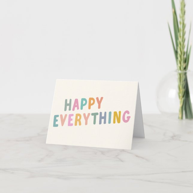 Tarjeta Festiva Custom Letter Colorful Typography Happy Everything (Anverso)