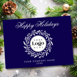 Tarjeta Festiva Custom Logo Navy Christmas Business Thank You Card
