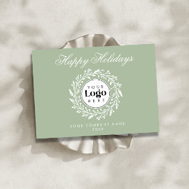 Tarjeta Festiva Custom Logo Sage Christmas Business Thank You Card