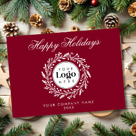 Tarjeta Festiva Custom Logo Wine Christmas Business Thank You Card