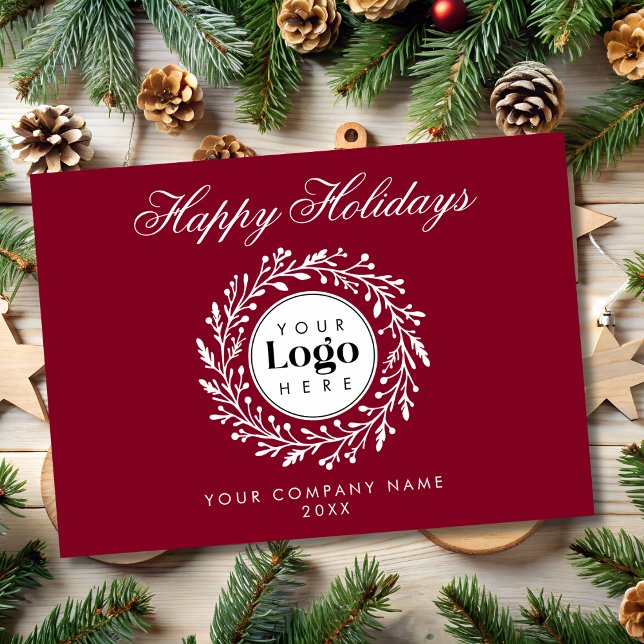 Tarjeta Festiva Custom Logo Wine Christmas Business Thank You Card (Subido por el creador)