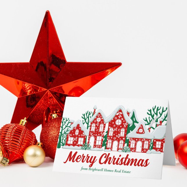 Tarjeta Festiva Custom Merry Christmas Real Estate Company Houses (Subido por el creador)