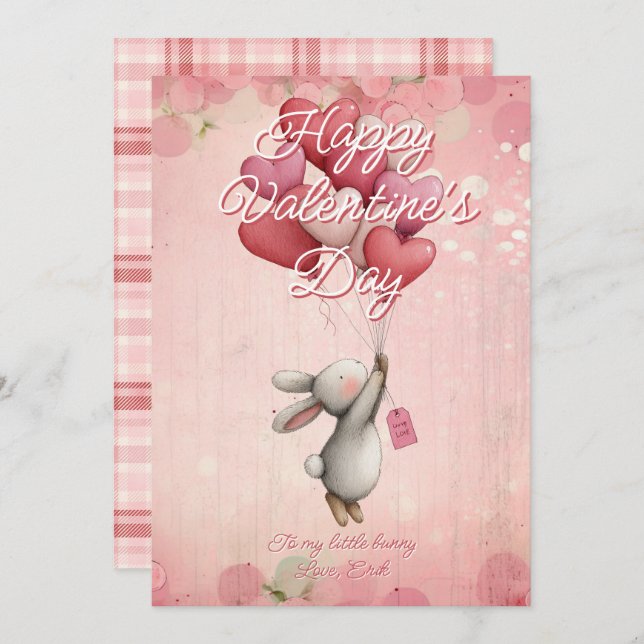 Tarjeta Festiva Custom Message bunny Animal Valentines Day (Anverso / Reverso)