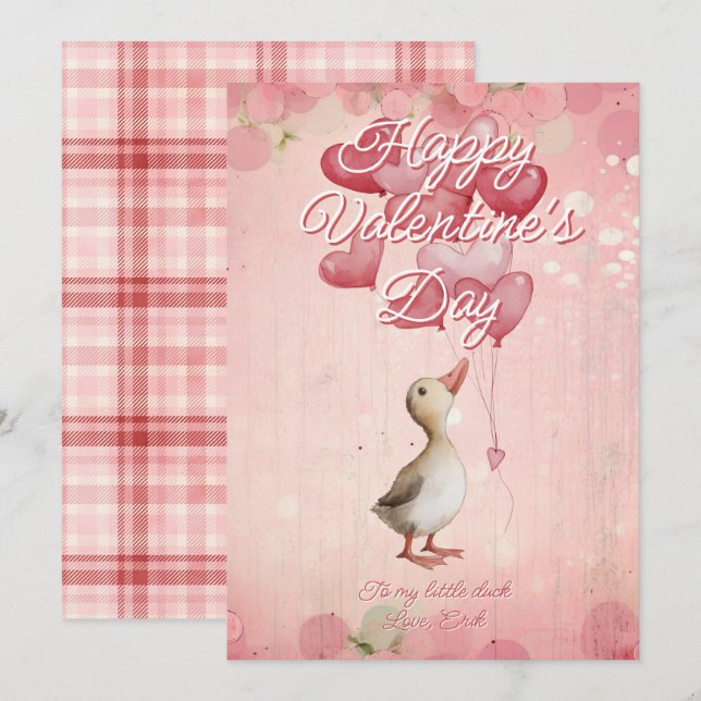 Tarjeta Festiva Custom Message Duck Animal Valentines Day (Anverso / Reverso)