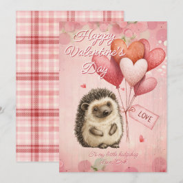 Tarjeta Festiva Custom Message Hedgehog Animal Valentines Day