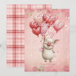 Tarjeta Festiva Custom Message Pig Animal Valentines Day