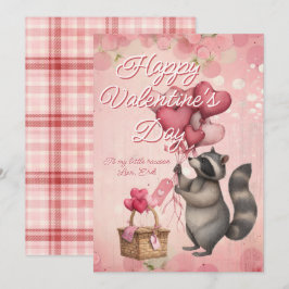 Tarjeta Festiva Custom Message Raccoon Animal Valentines Day