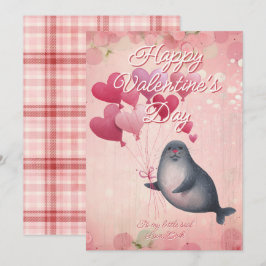 Tarjeta Festiva Custom Message Seal Animal Valentines Day