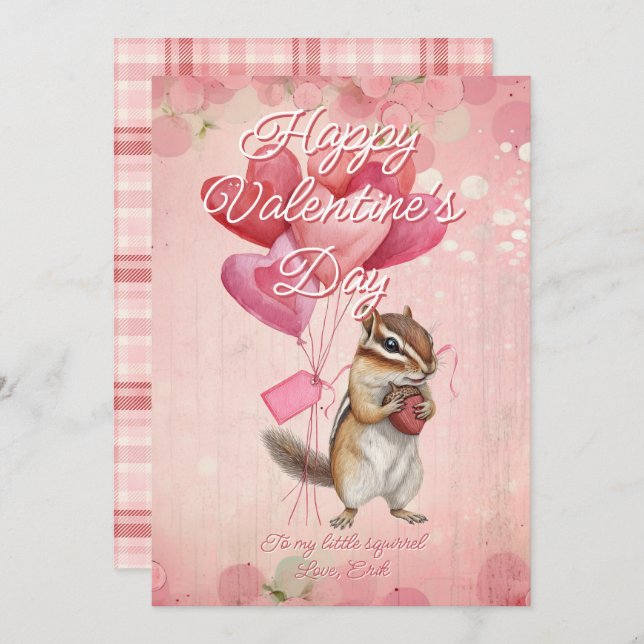 Tarjeta Festiva Custom Message Squirrel Animal Valentines Day (Anverso / Reverso)
