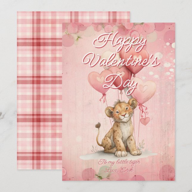 Tarjeta Festiva Custom Message Tiger Animal Valentines Day (Anverso / Reverso)