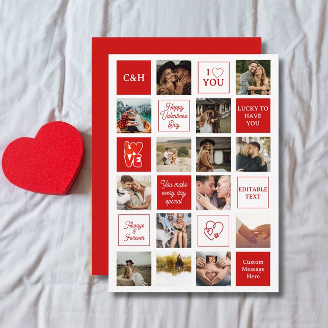 Tarjeta Festiva Custom Messages Husband 14 Photo Valentine's Day (Custom Messages Husband 14 Photo Valentine's Day Holiday Card
)