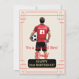 Tarjeta Festiva Custom Name Number and Text Birthday Soccer Man
