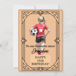 Tarjeta Festiva Custom Name Number and Text Birthday Soccer Woman