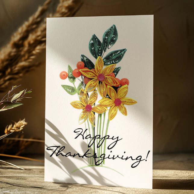 Tarjeta Festiva Custom, Paper Quilled Bouquet, Happy Thanksgiving (Subido por el creador)