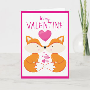 Tarjeta Festiva Custom Personalized Fox Heart Valentine's Day