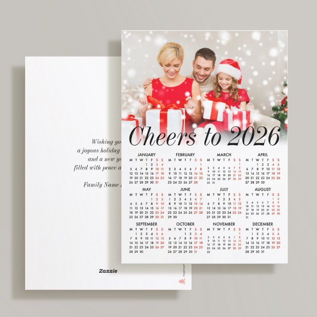 Tarjeta Festiva Custom Photo Modern Holiday 2026 Calendar Card (Subido por el creador)