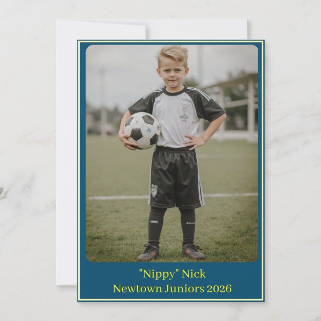 Tarjeta Festiva Custom Portrait Photo Soccer Birthday Party Invite (Anverso)