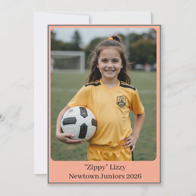 Tarjeta Festiva Custom Portrait Photo Soccer Birthday v2 Invite (Anverso)