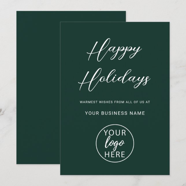 Tarjeta Festiva Custom Professional Business Logo Christmas (Anverso / Reverso)