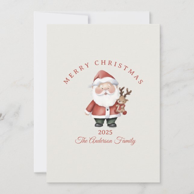 Tarjeta Festiva Custom Santa watercolor Christmas vibe gift (Anverso)