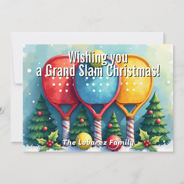 Tarjeta Festiva 🎾🎄Custom text,  Candy Cane Smash (Anverso)