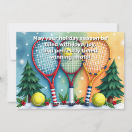 Tarjeta Festiva 🎾🎄Custom text,  Festive Three-Handed Smash