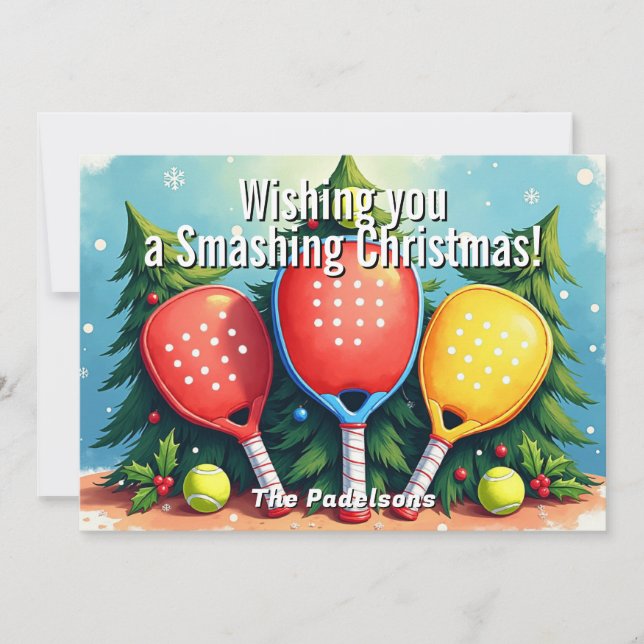 Tarjeta Festiva 🎾🎄Custom text, Smash & Sparkle (Anverso)