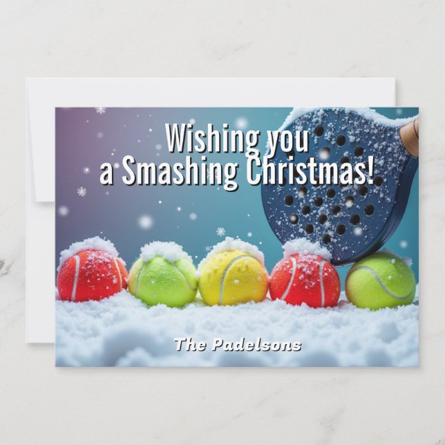 Tarjeta Festiva 🎾🎄Custom text, Snow Court Smash (Anverso)