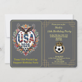 Tarjeta Festiva Custom USA Soccer Team Bald Eagle Birthday Invite
