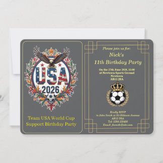 Tarjeta Festiva Custom USA Soccer Team Bald Eagle Birthday Invite