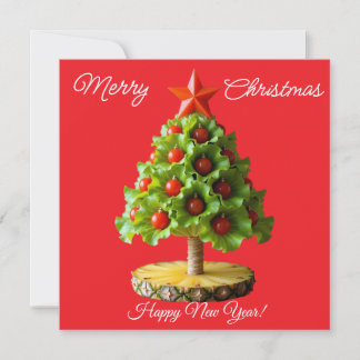 Tarjeta Festiva Custom Vegetables Christmas Tree, Lettuce Leaves 