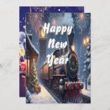 Custom Vintage Magical Express New Year  Card