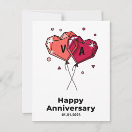 Tarjeta Festiva Custom Watercolor Heart Couple Anniversary Card