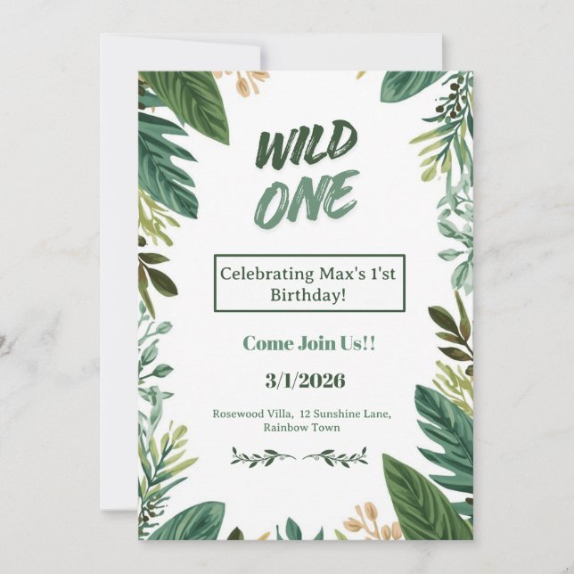 Tarjeta Festiva Customizable First Birthday Greeting Card (Anverso)