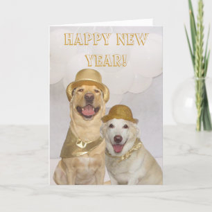 Tarjeta Festiva Customizable Happy New Year Lab/Dogs