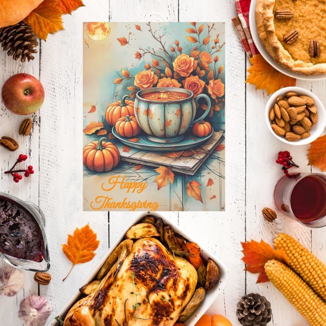 Tarjeta Festiva Customizable Vintage Style Thanksgiving Greeting (Subido por el creador)