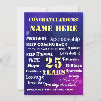 Tarjeta Festiva Customize Name/Milestone Recovery Words & Slogans