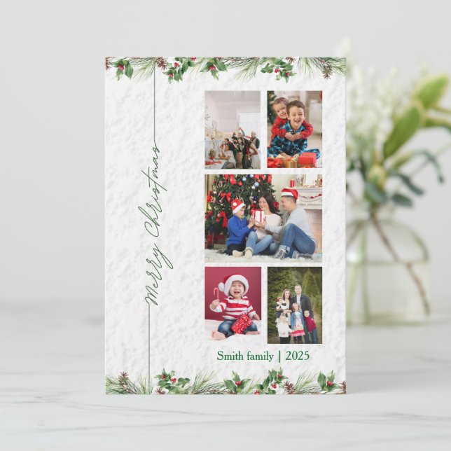 Tarjeta Festiva Customized Merry Christmas Photo Card (Anverso de pie)
