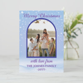 Tarjeta Festiva Customized Purple Merry Christmas Photo 