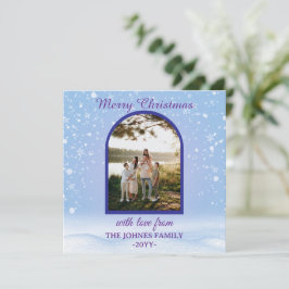 Tarjeta Festiva Customized Purple Merry Christmas Photo 
