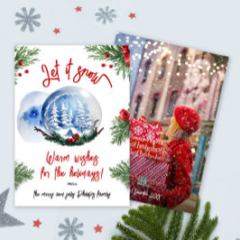 Tarjeta Festiva Cuta acuarela invierno Nieve en familia de globos 