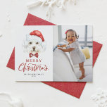 Tarjeta Festiva Cuta acuarela Santa Maltese Dog Photo Navidades<br><div class="desc">Feliz Navidad! Enviar Navidades a la familia y amigos con una tarjeta de foto navideña con tema canino. Cuenta con un ilustracion acuático de un lindo perro maltés con un sombrero de Santa y corbata de arco de tartán. Personalice agregando una foto, un nombre y otros detalles. Esta tarjeta de...</div>