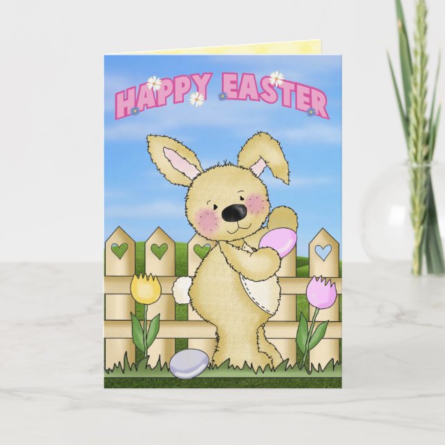 Tarjeta Festiva Cuta Feliz Pascua (Anverso)