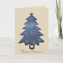 Cuta Merry Christmas Denim Tree Card