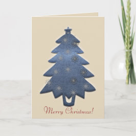 Tarjeta Festiva Cuta Merry Christmas Denim Tree Card