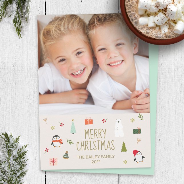 Tarjeta Festiva Cuta Merry Christmas Photo Card One Picture (Subido por el creador)