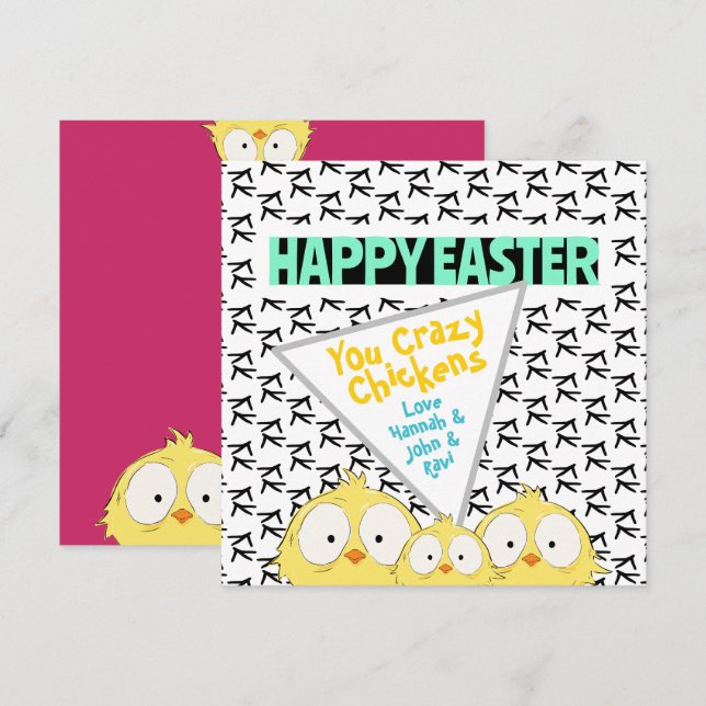 Tarjeta Festiva Cuta pimienta: "Feliz Pascua, ¡chelines!" (Anverso / Reverso)