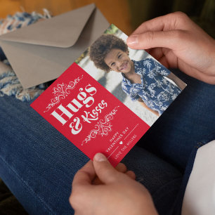 Tarjeta Festiva Cute Abrazos y Besos Foto de San Valentín