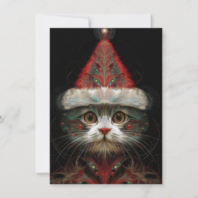 Tarjeta Festiva Cute Abstract Cat Christmas Cards (Anverso)